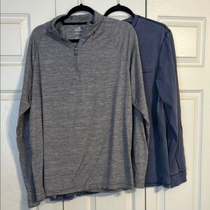 GOODFELLOW CROFT & BARROW Men's Size Large Long Sleeve T-Shirt 1/4 Zip Blue Gray